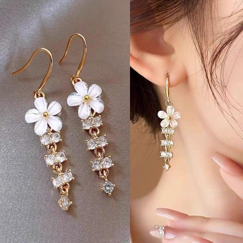 925 Silver Needle Geometric Pearl Earrings For Women Fashion Earrings Flowing Tassel Earrings Elegant Jewelry
