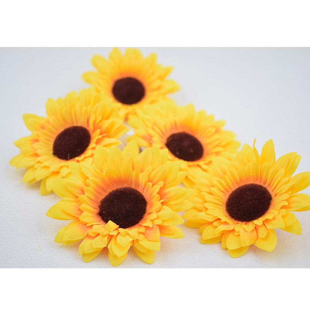 20Pcs Realistic Silk Artificial Sunflower Heads Lifelike Fake Sunflower Decoration for Home Wedding Party DIY Craft Wreath
