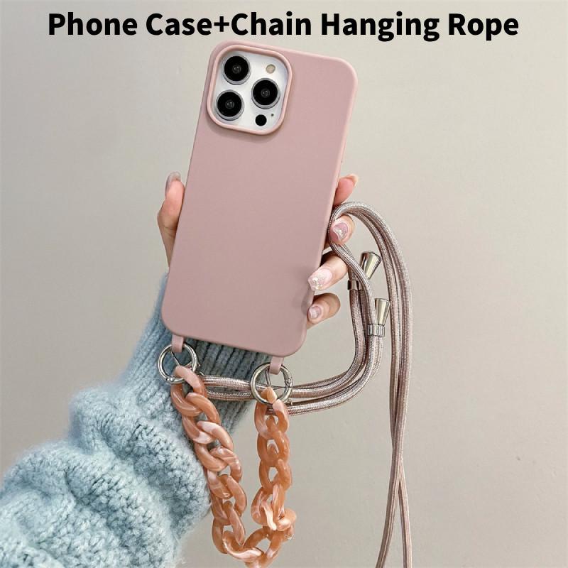 Iphone For 16 Plus Wrist Strap Solid Color Crossbody Accessories Case Phone