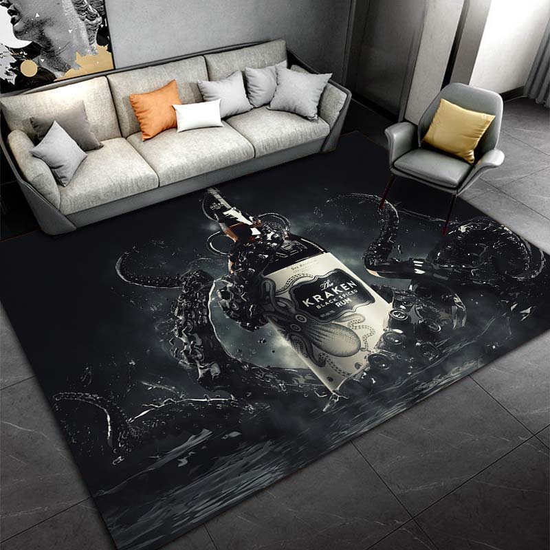 

Пряный ром Kraken-Black Pattern Ковры Спальня Игровые коврики Декор спальни Ковер Ковер для гостиной Коврик для ползания Рождественский подарок Ковер 40x60cm16x24in