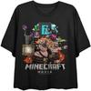 Damska czarna crop top koszulka Steve Garret Portal z filmu Minecraft