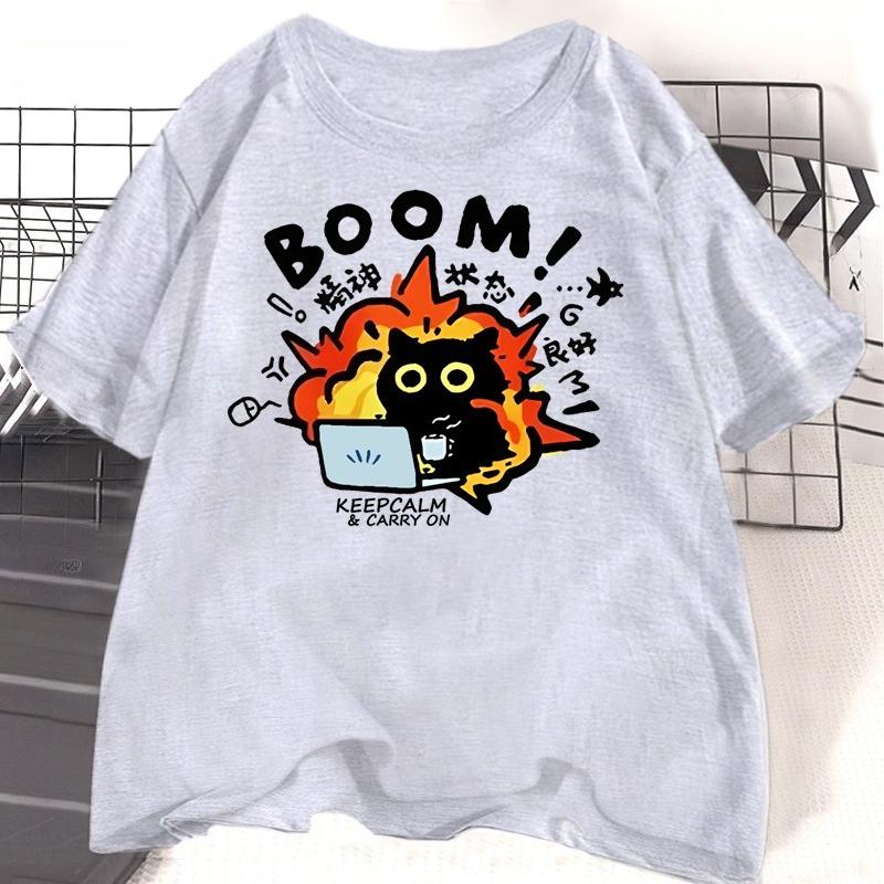 Crazy Cat Tshirt Unisex Women Funny Work Cat T Shirt Summer Casual Crewneck Short Sleeve Cotton Tshirt Unisex Womens Clothing