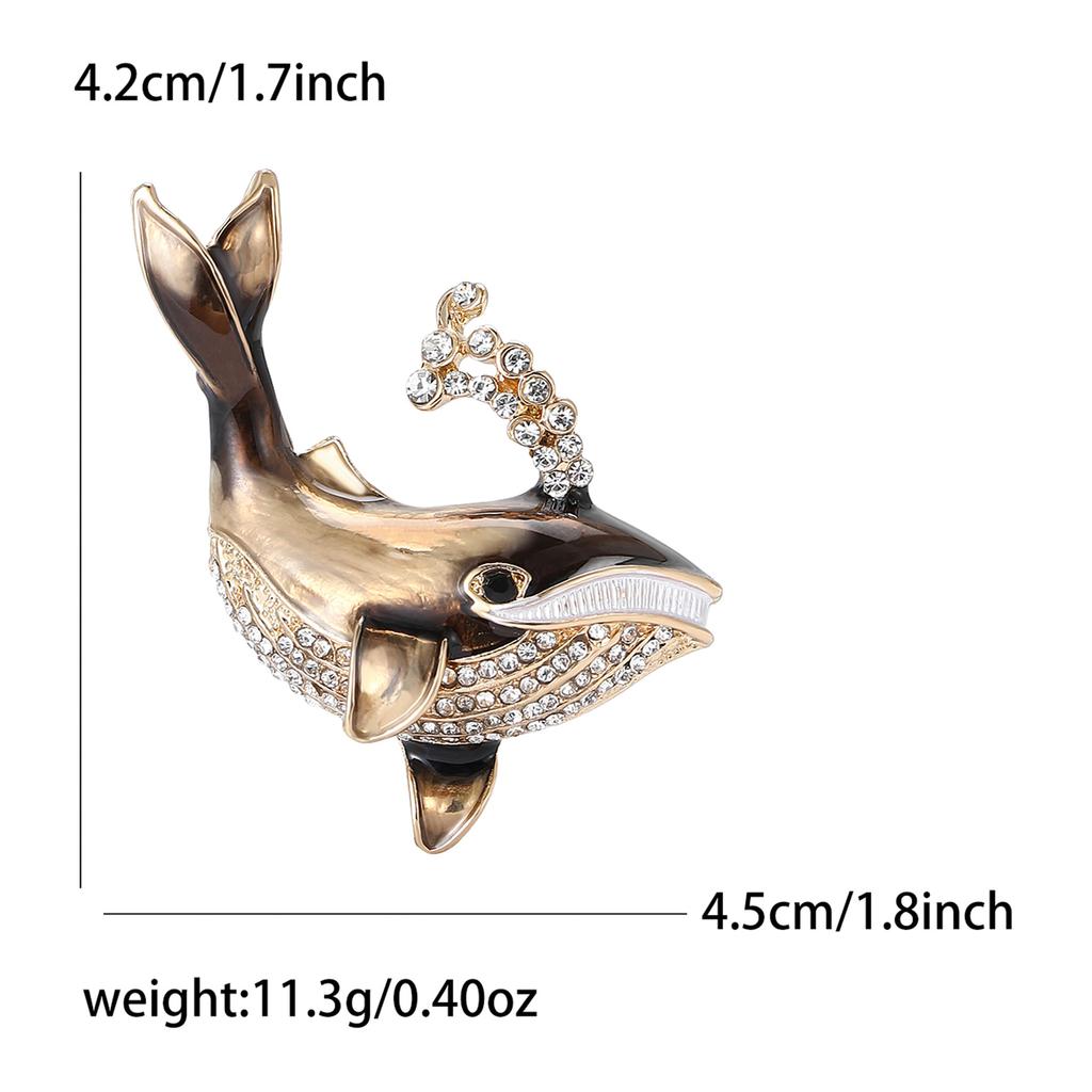 Japonsko a Jižní Korea Roztomilý kreativní slitina drahokamu sprej velryba brož módní všestranný pánský a dámský oděv korsáž šperky pin