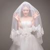 Wedding Veil, Double Layered, with Hair Comb, Exquisite Sequined Lace Lace Veil, Bridal Photo Styling Veil In the Studio