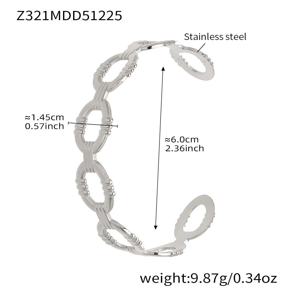 18K Gold-Plated Stainless Steel Geometric Zircon Bracelet Set - European & American Style, Personalized High-Texture Design.