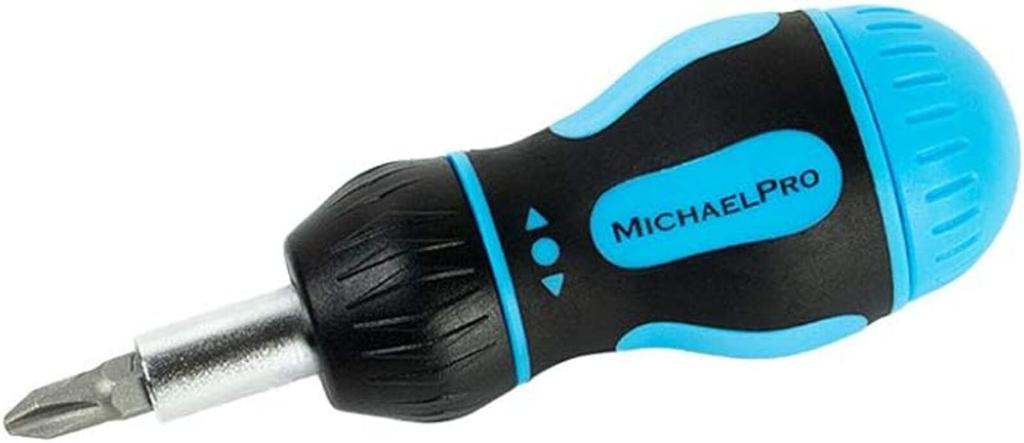 MichaelPro MP002005 Stubby 3 2 2 Star Stubby Ratchet Short Nut Driver 8-Piece Multi-Bit Driver, Multi-Driver, Slotted, Phillips, Bits, 7-in-1 Driver,