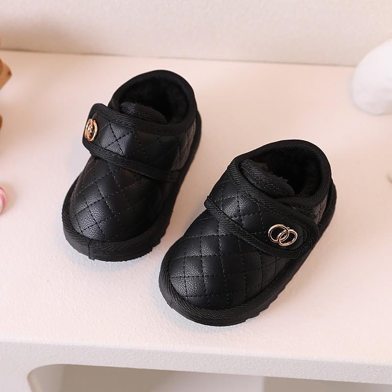 Toddler Warm Faux Leather Snow Boots Girls Boys Winter Thick Lined Ankle Booties 1-6 Years Old