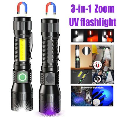 UV Flashlight LED Ultraviolet Torch Zoomable Mini Ultra Violet Lights 395/365nm Inspection Lamp Pet Urine Stain Detector Tools