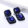 Chic European-American Square Gemstone Stud Earrings: Bold Fashion Jewelry