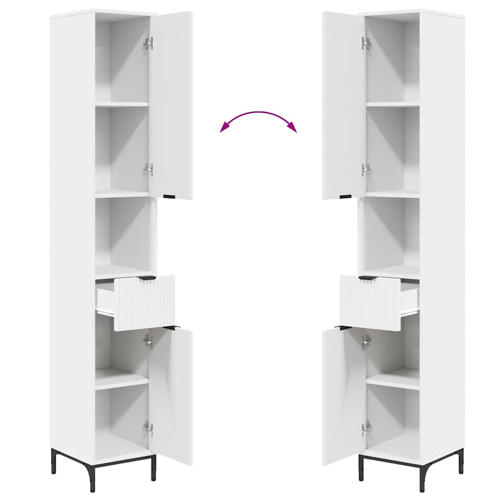Bathroom Cabinet with Drawers White 31.5 X 33 X 190 Cm