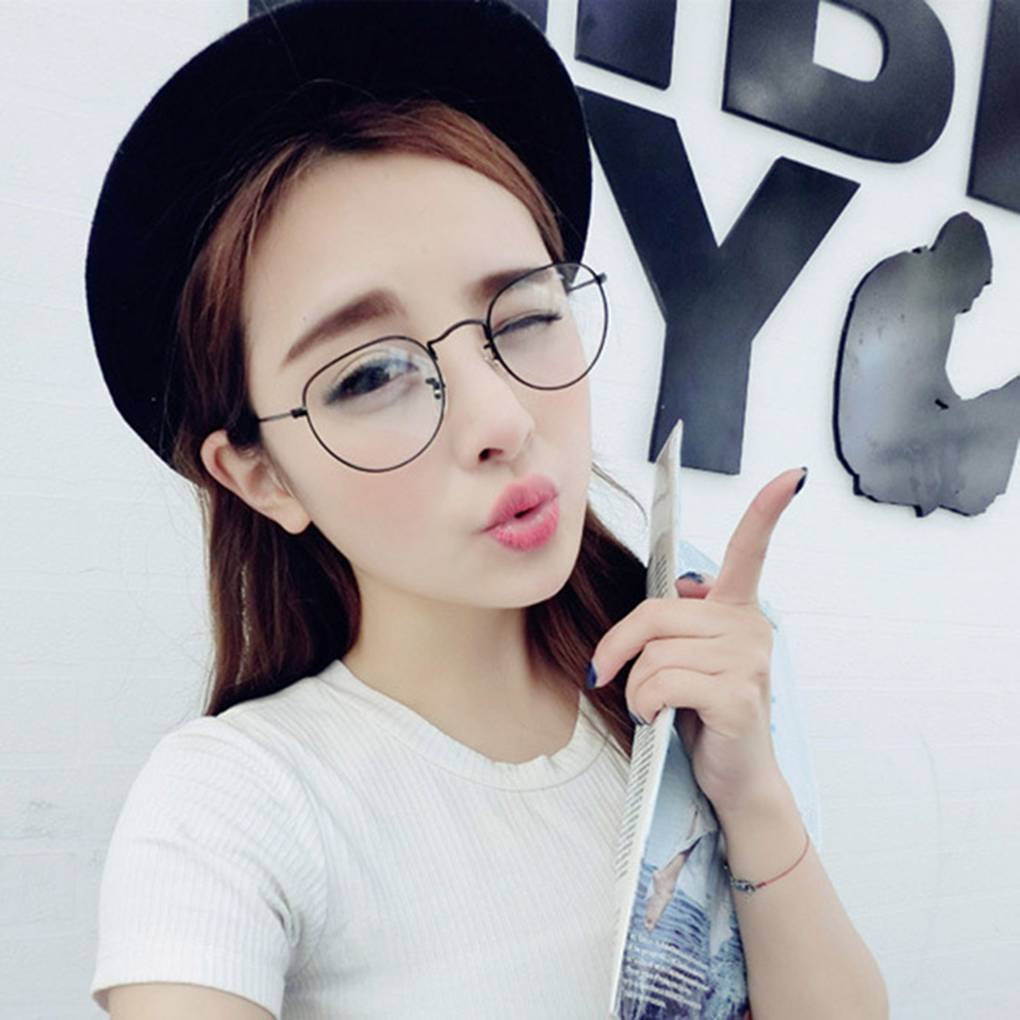 Vintage Runde Brille Metallrahmen Brille Retro Brille Klare Gläser Brillen