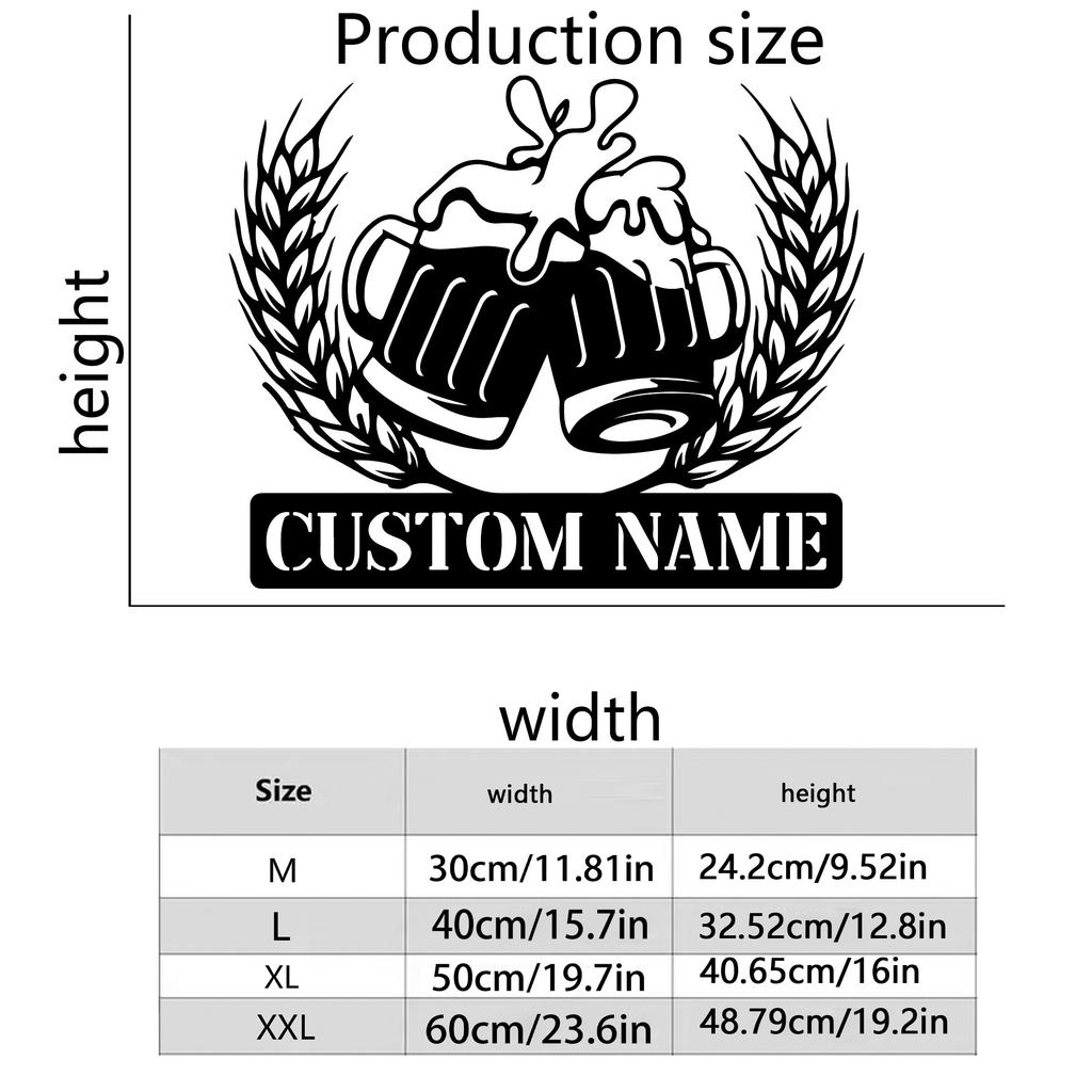 Metal Sign Beer Cup Silhouette Custom Surname Decoration Indoor Outdoor Home Wall Art