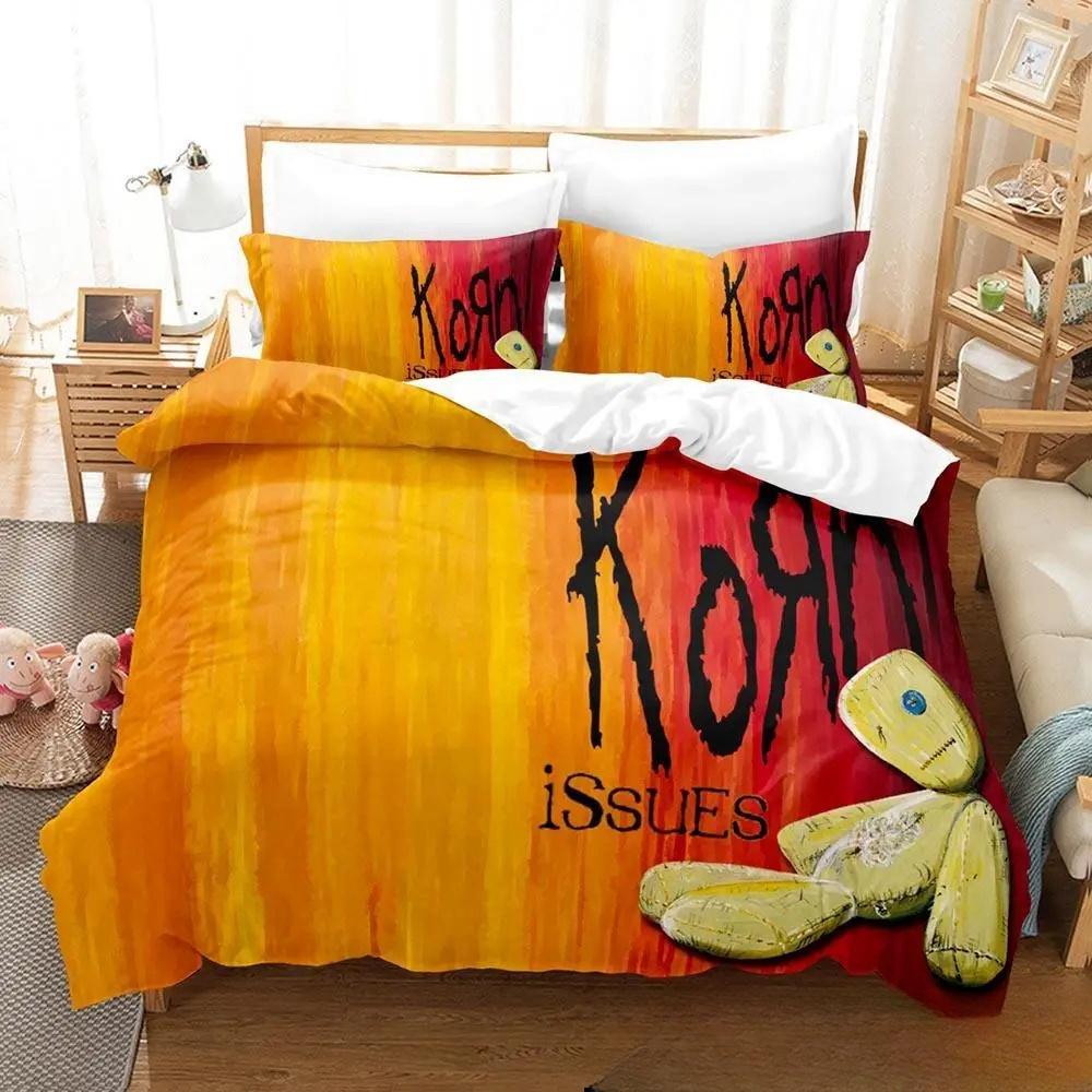 3D tisk Korn Rocková kapela Kolekce povlečení Povlak na peřinu Kolekce postelí Povlak na přikrývku Povlak na polštář Přikrývka Velikost King Queen Dětské Povlečení pro dospělé