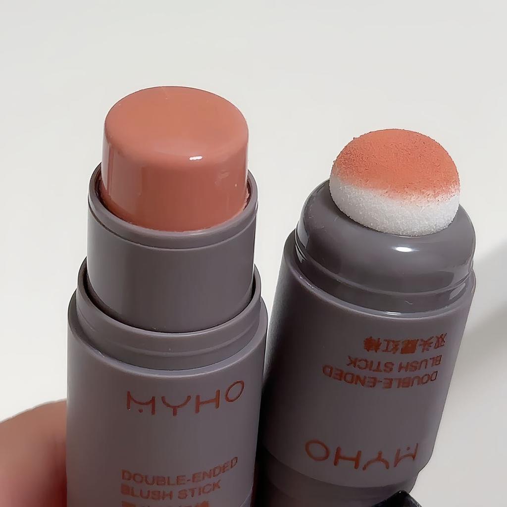 Myho Puff Double Ended Blush Stick Matte Shimmer Natural Nude Makeup Dual Use Single Color Blush