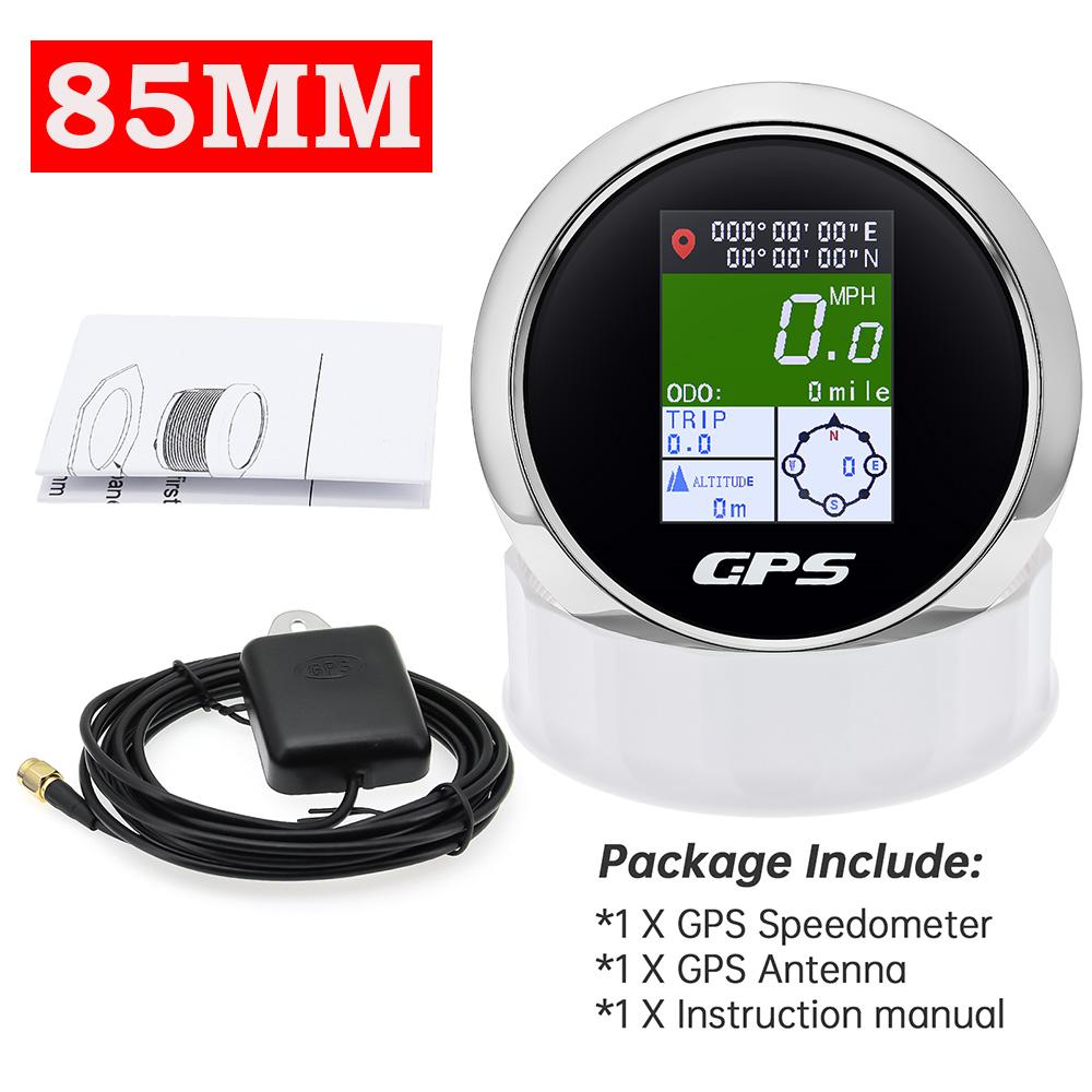 AD New 52mm/85mm TFT Screen Speed Gauge Digital GPS Speedometer Mph Knot Km/h GPS Antenna For Motorcycle Marine Boat Car 12V 24V
