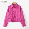 ZANZEA Women Fashion Heart Print Long Sleeve Shirt Collar Shirts