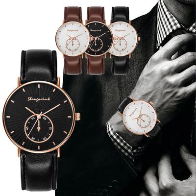 Men's Fashion Design Leather Watch Digital Quartz Temperament Men's Watch Gift