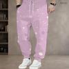 Men S Plus Size Geometric Printed Jogger Pants Black Gold Silver Drawstring Waist Side Pockets Cuffed Ankle