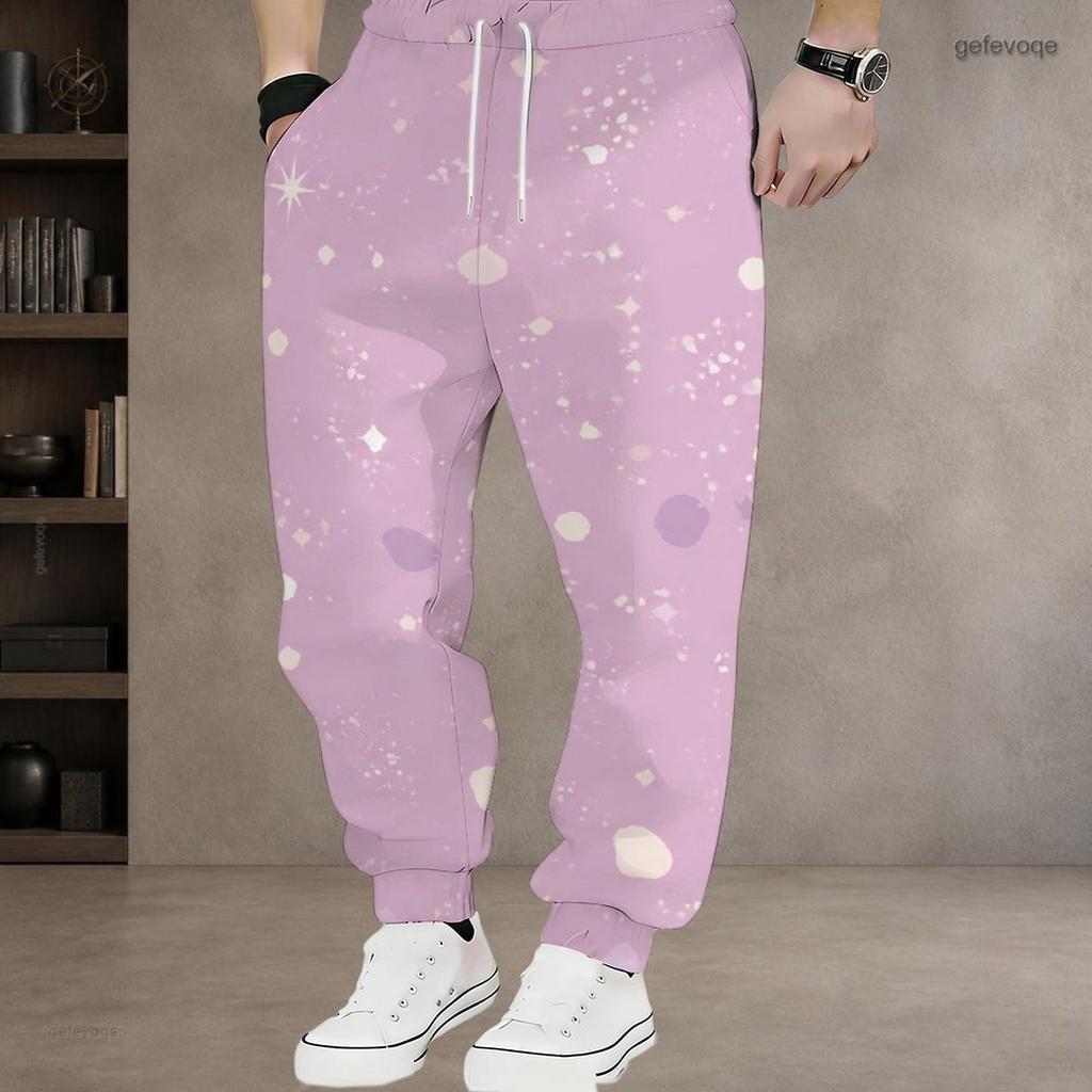 Men S Plus Size Geometric Printed Jogger Pants Black Gold Silver Drawstring Waist Side Pockets Cuffed Ankle