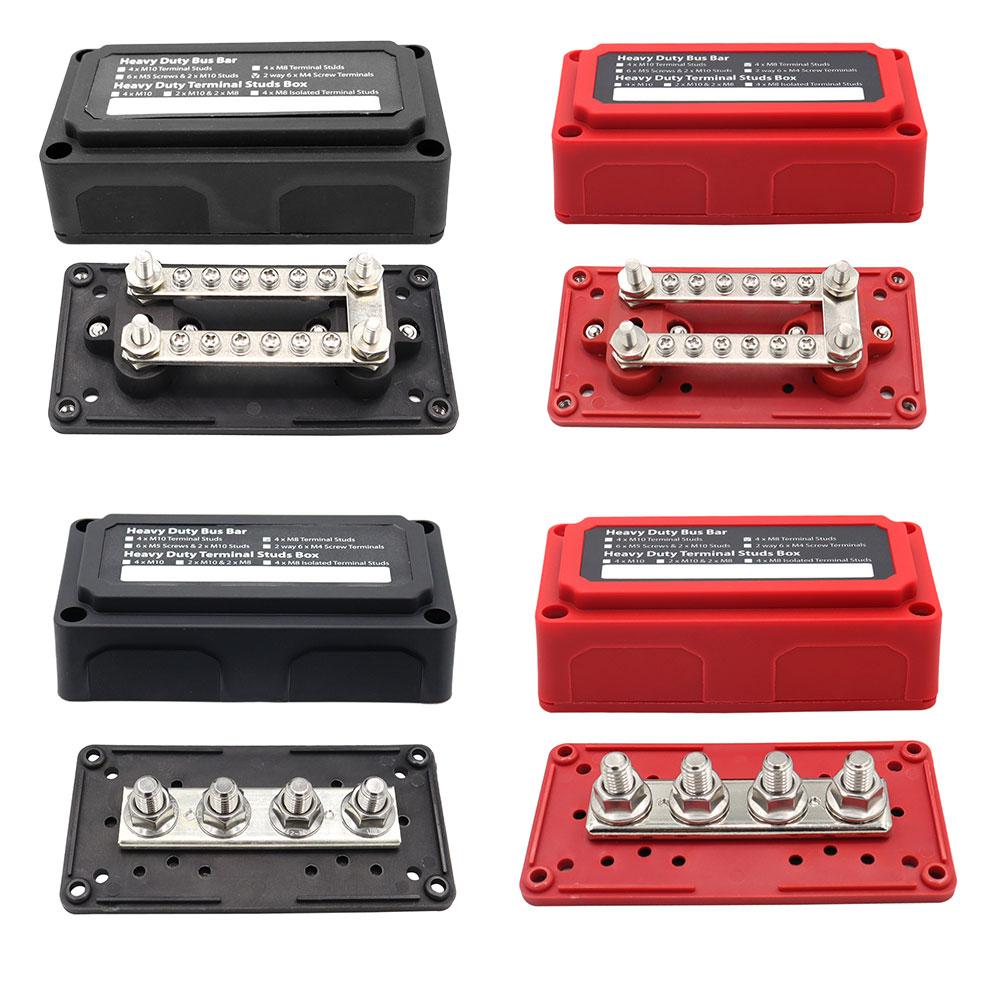 300A 48V Bus Bar 4/12 Terminal M10/M6 Studs Power Distribution Block Bus Bar Bus Bar Terminal Block for Automotive Car Boat