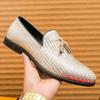 Fashion Luxury New Designer Men's Pointed Gold Tassels Patent Leather Shoes Male Casual Loafers Wedding Formal Dress Footwear Zapatillas