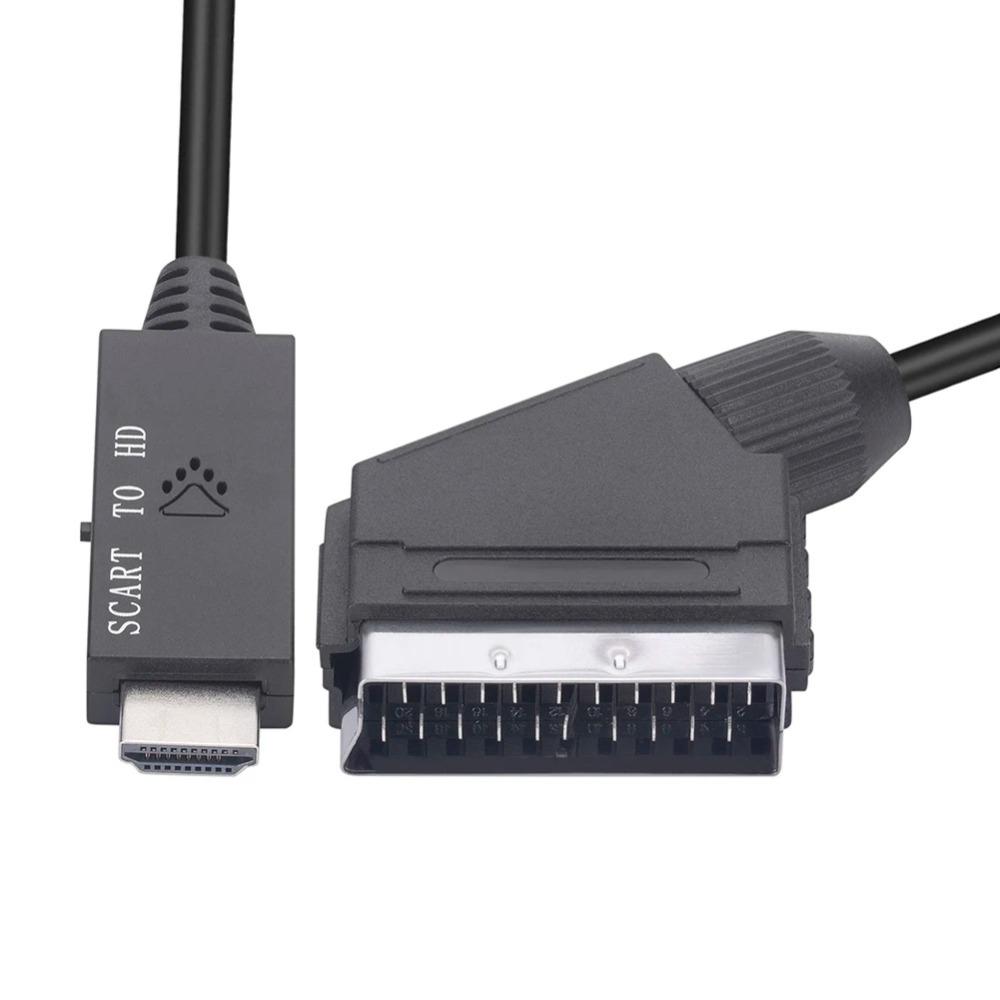 SCART To HDMI-compatible Converter Cable Video Audio Converter Adapter Scart in HDM Out Suport 720P/1080P Switch for HDTV DVD