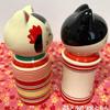 YAKUSHIGAMA Ayae Happy Cat Kokeshi Doll Traditional Pottery 2pcs