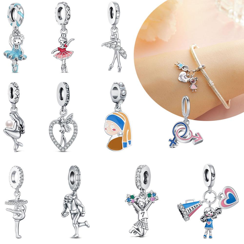 Classic Ballet Pendant Fit Bracelet Diy For Women Daily Wear Mermaid Cheerleading Charm Fashion Jewelry Love Birthday Gift