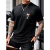 European Size Men's Casual Crew Neck Graphic T-shirt with Stylish Island Print, Versatile Short Sleeve Tee for Summer Sport And Casual Wear