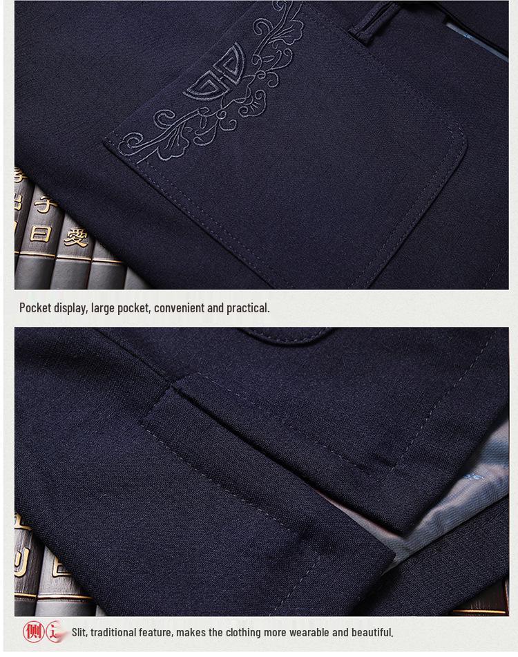 Men's Long-Sleeve Tang Suit Hanfu Set - Chinese Style Father's Birthday Outfit