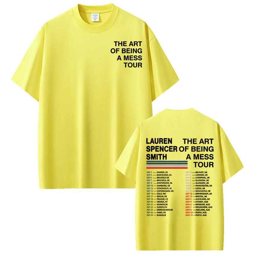 Lauren Spencer Smith The Art of Being A Mess Tour Vintage Tees Men Women Fashion Loose T-shirt Cotton Casual T-shirts Fan Gifts