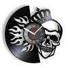 Schädel-Kopf-Vinyl-Schallplatten-Wanduhr im Alter von Skelett-Kopf-Wanduhr, Skelett-Vampir-Männer, Halloween-Dekor, Wandbehang-Uhr