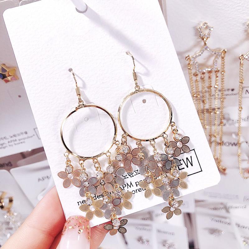 

Европейская и американская мода, темперамент, дикий длинный цветок, ушной крючок золотой