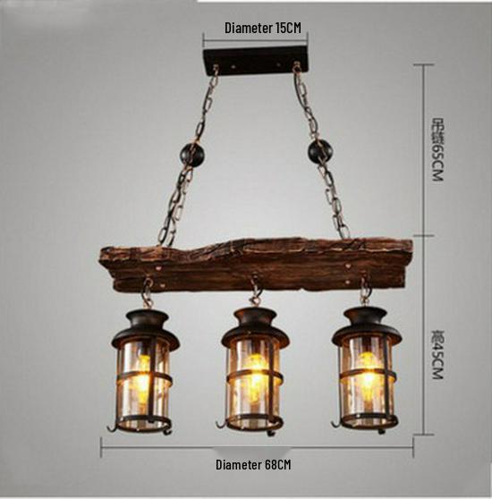 Vintage Industrial Wood Chandelier for Restaurants & Cafes