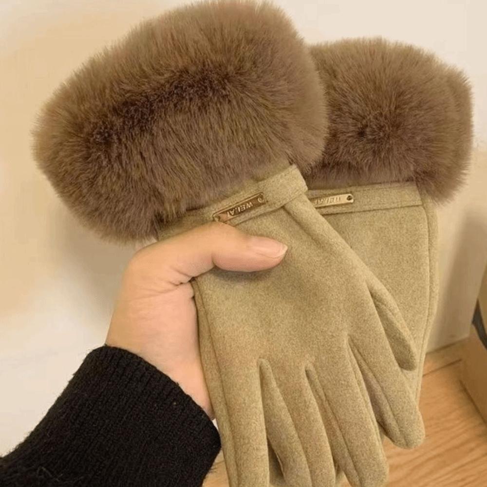 Warm  Gloves Winter Full Finger Mittens Fashion Women Furry Gloves  Ladies