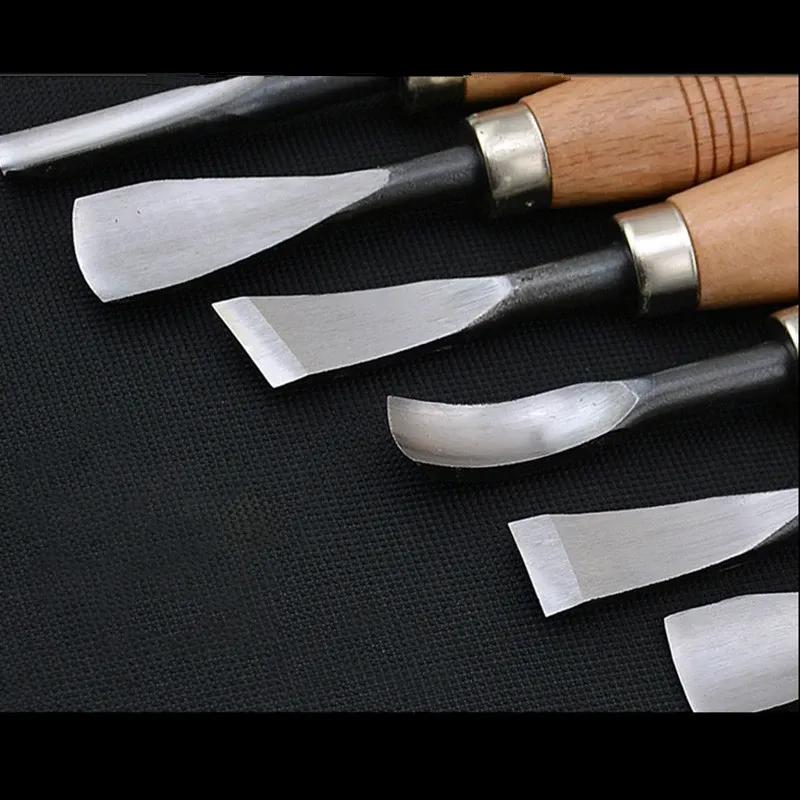 6Pcs Woodcut Knife Wood Carving Chisel Set Chip Detail Carving Chisels Kit Wood Carpenter Hand Tools for Working DIY