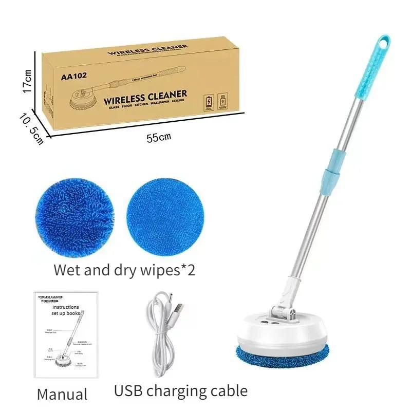 2 in 1 Automatic Wireless Electric Spin Mop Car Glass Ceiling Door Windows Floor Scrubber Machine Wet & Dry Home Cleaner