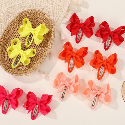 2 Stück/Set 2,75 Zoll Sicherheits-Haarspangen mit fester Schleife für Baby-Mädchen Grosgrain-Band Haarnadeln Kinder Haaraccessoires Kopfschmuck