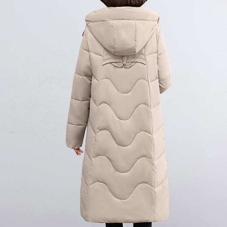 Elegant Middle Age Woman Winter Parkas Long Coat Hooded Overcoat Casual Thick Warm Lady Jackets
