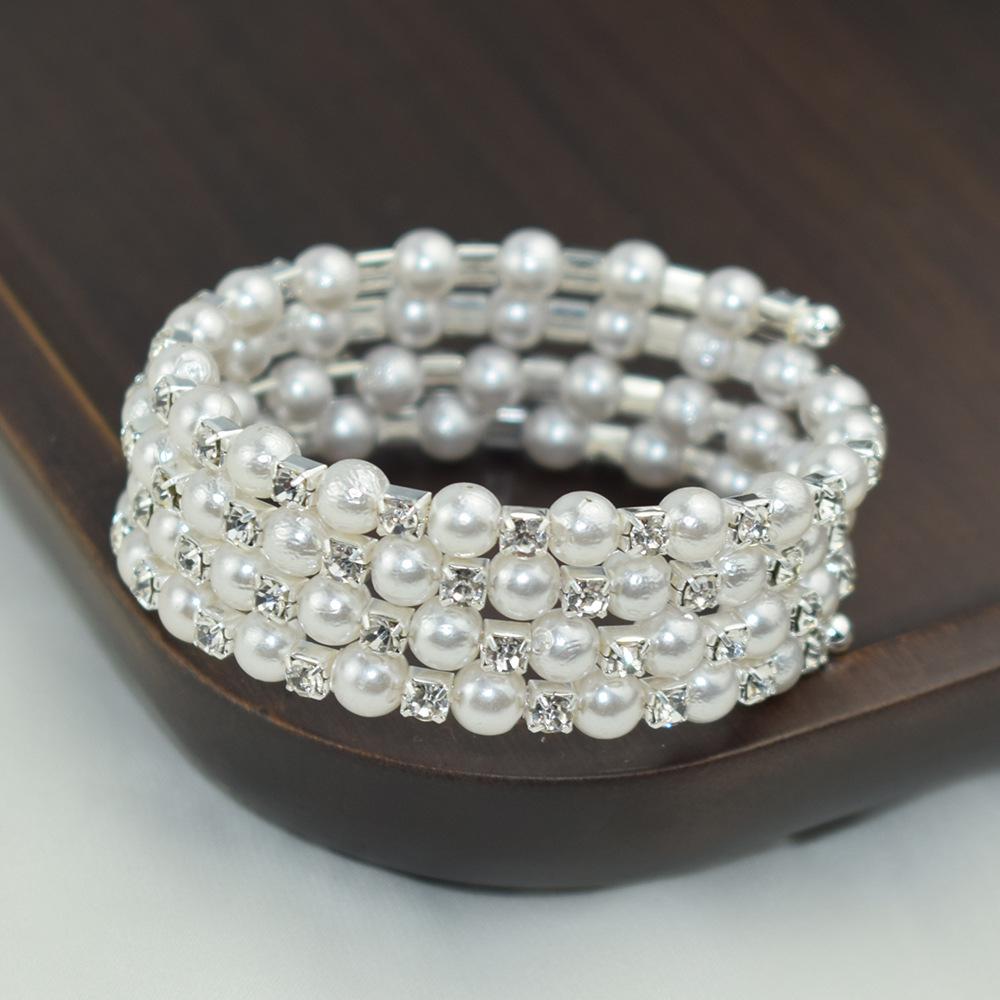 2023 Korean Style Pearl & Rhinestone Open Bangle for Women