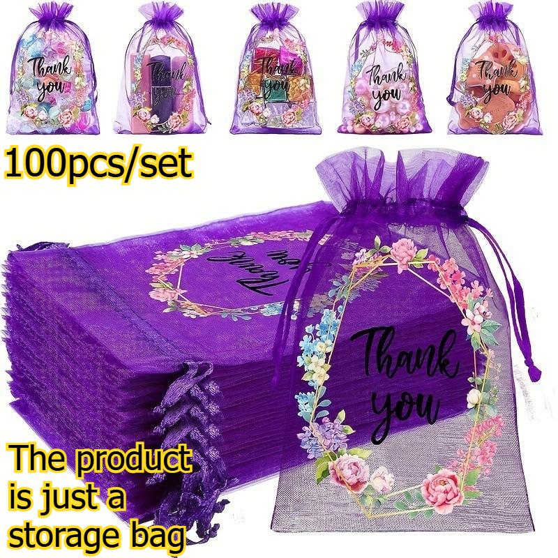 100pcs/set Party Gift Mesh Bag Jewelry Storage Packaging Bag Candy Party Drawstring Pouch Decorative Gift Bag for Events