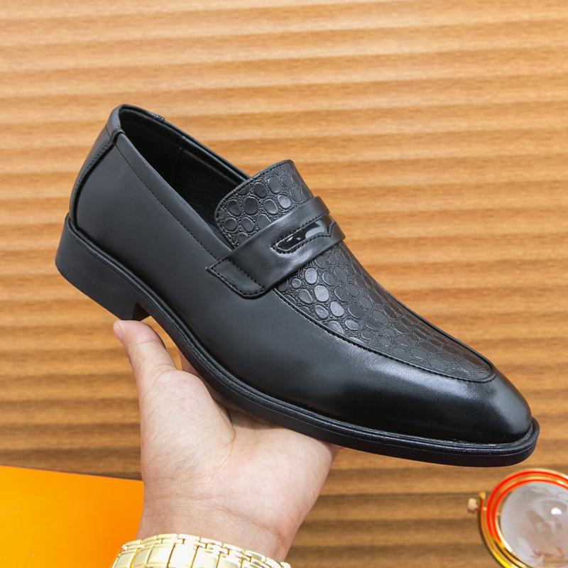 Fashion New Designer Men's Pointed Alligator Pattern Wedding Shoes Male Penny Loafers Formal Dress Footwear Zapatos Hombre