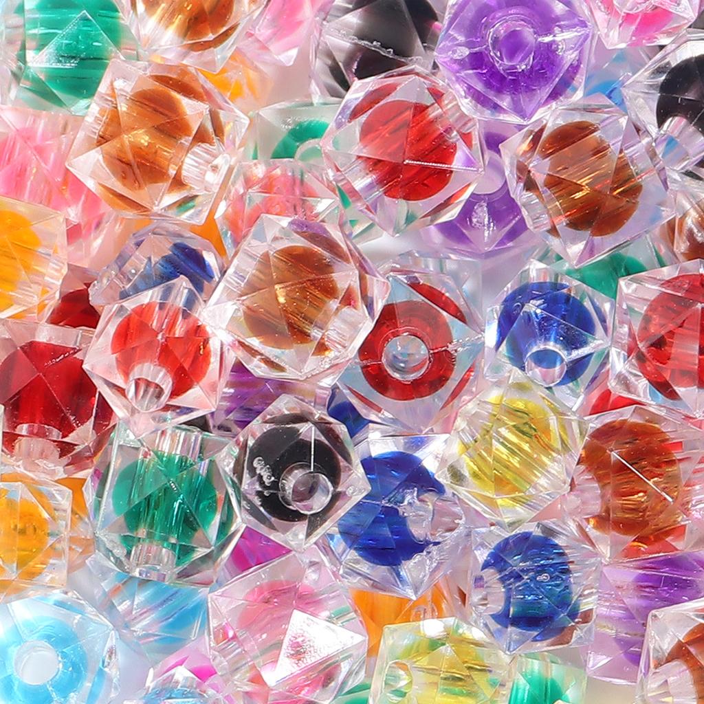 100-200pcs 8/10mm Acrylic Rhombus Beads Colorful Faceted Loose Beads For DIY Jewelry Making Bracelets Phone Chain Accessories