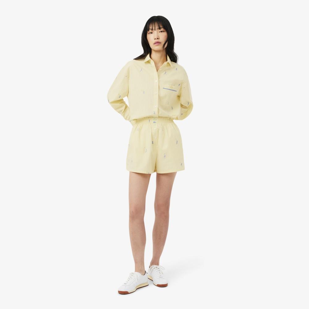 [lacoste] Women s Embroidered Point Stripe Shorts FF1034-56G2IA 34