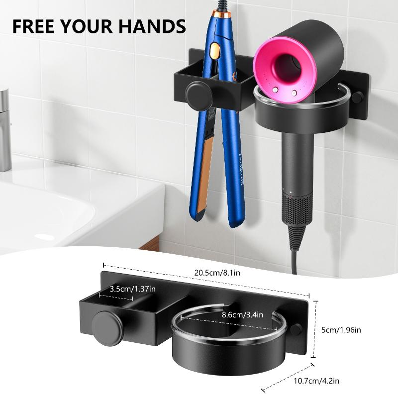 Punch-Free Hairdryer Storage Rack Wall Mounted Hair Dryer Holder Stand Shelf For Home Bathroom Dressing Room No Drill Organizer