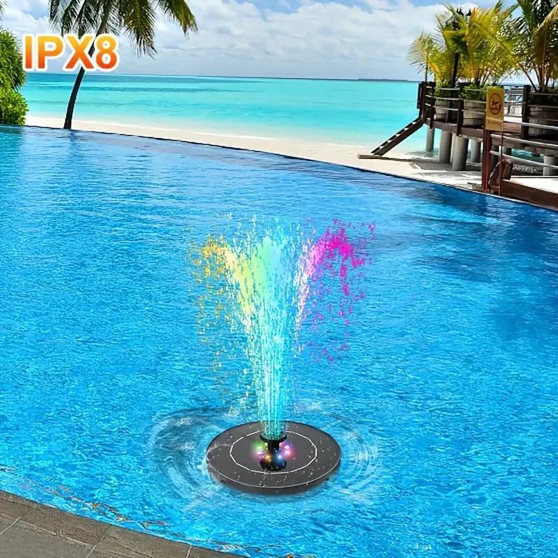 3W/3.5W LED Solar Fountain Water Pump, 7 Pump Heads, Garden Pond Independent Portable Floating Solar Fountain Water Pump