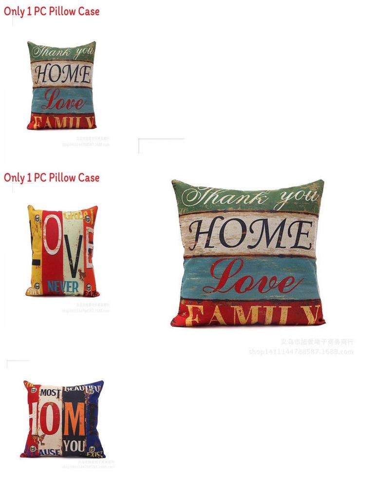 Premium Kissenbezug Quadrat Baumwolle Druck Buchstaben Retro Melange Für Zeitlose Eleganz