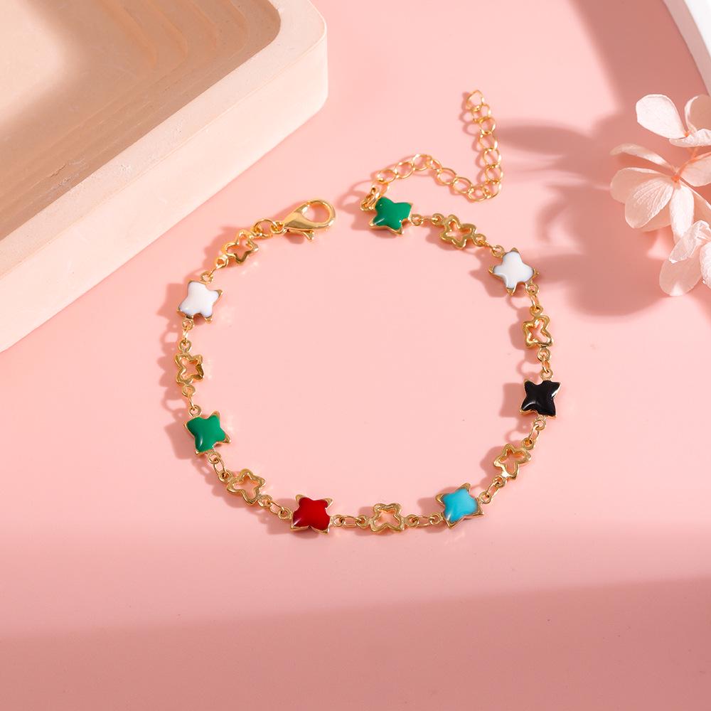 European & American Four-Leaf Clover Drip Oil Bracelet & Anklet - Trendy Minimalist Jewelry