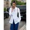 Super Model Liu Wen Fashionable Cotton and Linen Long Sleeves Basic Style Shirt