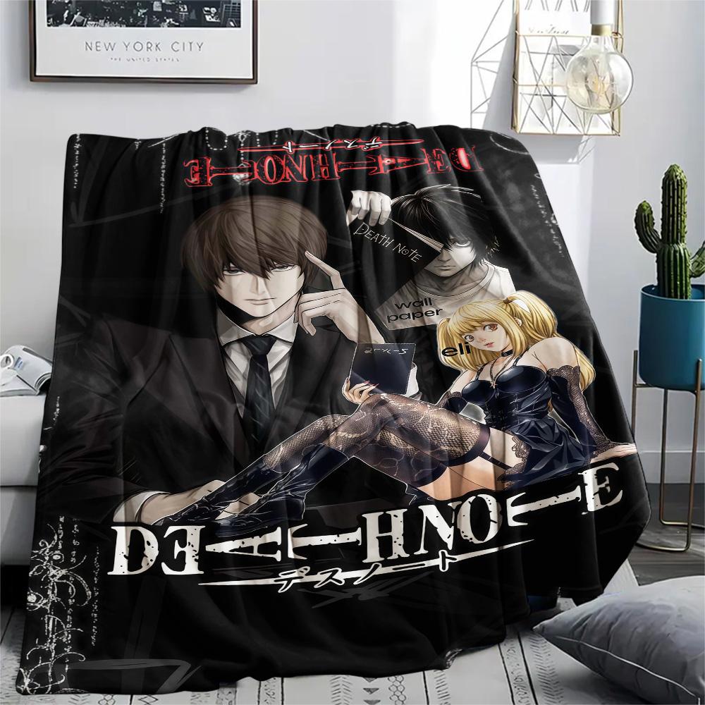 1Pc Death Note Print Flannel Blanket High Quality Warm Comfortable Cover for All Seasons Perfect for Gifts Home Decor